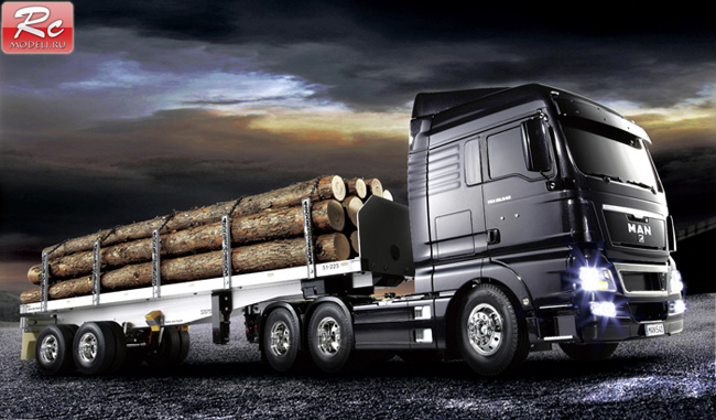 Rc грузовик Tamiya MAN TGX 6x4 XLX и полуприцеп Carson Log Trailer